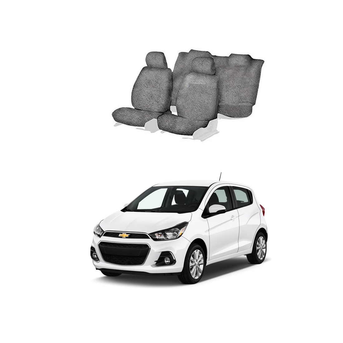 Cotton Towel Car Seat Cover for Chevrolet Spark (Grey)
